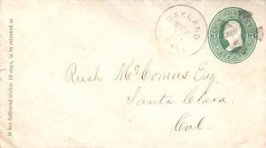 United States California Oakland c1880 maltese cross  Postal Stationery Envel...