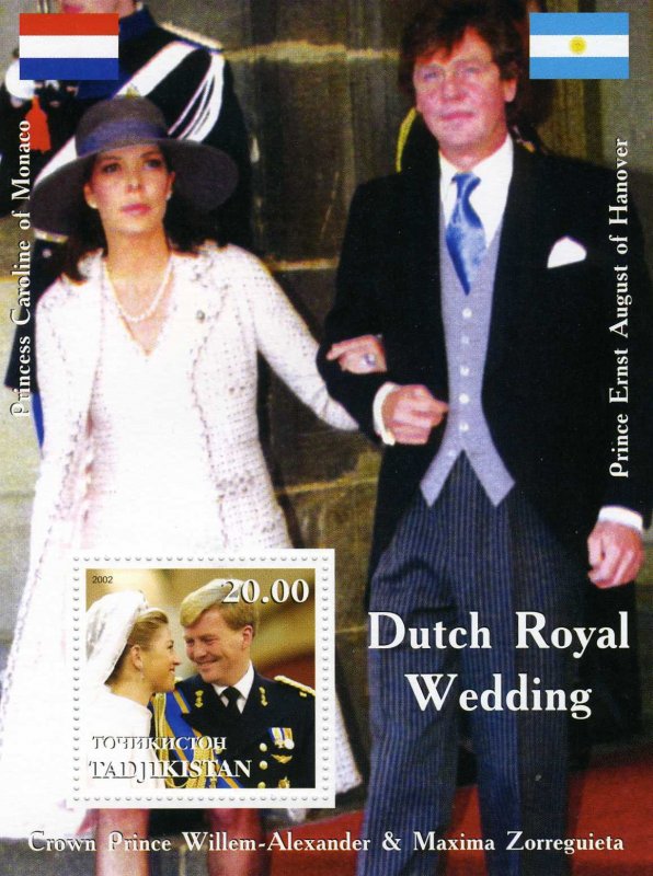 Tajikistan 2002 Dutch Royal Wedding Willem & Maxima-Caroline de Monaco S/S MNH