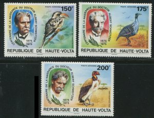 Burkina Faso - Upper Volta 1975 Sc C212-C214 Schweitzer Birds Vulture CV $6.25