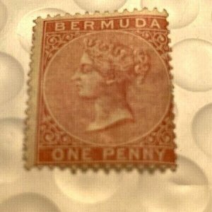 KAPPYSTAMPS BERMUDA #1 1865 ONE PENNY WMK CROWN CC MINT HINGED GS1415