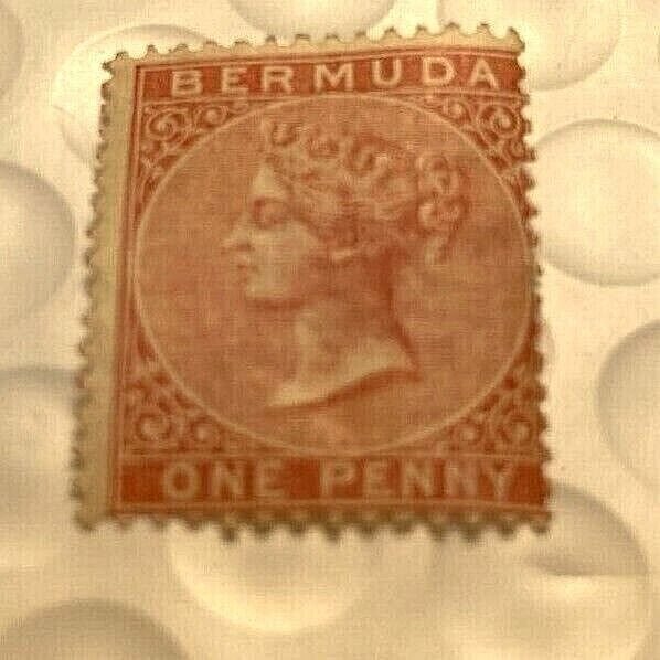 KAPPYSTAMPS BERMUDA #1 1865 ONE PENNY WMK CROWN CC MINT HINGED GS1415
