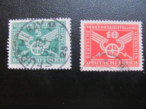 GERMANY 1925 USED SC# 345-6 TRAFFIC WHEEL SET $20 (113)