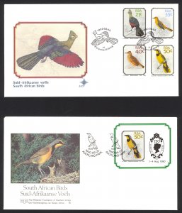 South Africa Sc# 789-792 (including souvenir sheet) FDC Set/2 1990 Birds