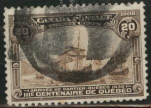 CANADA Scott 103 used 1908 20c stamp CV$175 heavy cancel