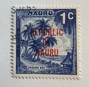 Nauru 1968  Scott 72 used - 1c,  local landscape,  Anibare Bay overprinted