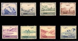 Switzerland #C27-34 Cat$80, 1941 Airpost, complete set, never hinged