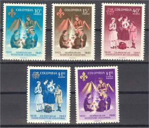 COLOMBIA, BOY SCOUTS 1962, SET MINT NEVER HINGED **!