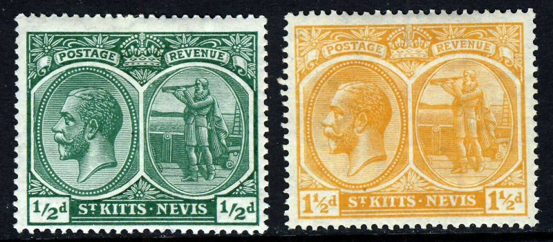 ST.KITTS-NEVIS KG V 1920-22 ½d. & 1½d. Wmk Mult Crown CA SG 24 &  SG 26 MINT