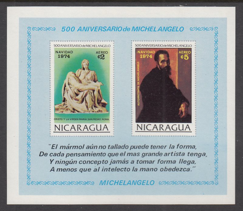 Nicaragua C862 Footnoted Souvenir Sheet MNH VF