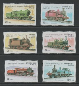 Thematic Stamps Trains - SAHARA 1997 LOCOS 6v mint