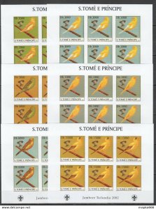 Imperforate 2003 S. Tome & Principe New Fauna Birds Scouting !!! 6Set ** Kv014