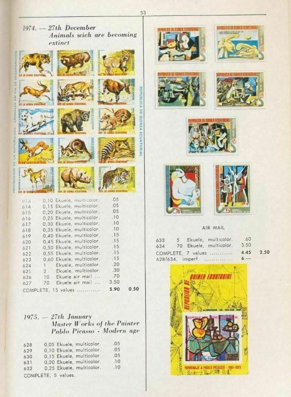 Ecuatorial Guinea 1968/75 Colour  Catalogue Incl. Sheets & Gold (62 Sides) K343