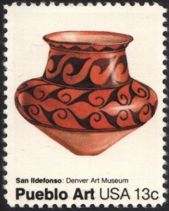 SC#1707 13¢ Pueblo Pottery: San Ildefonso Single (1977) MNH