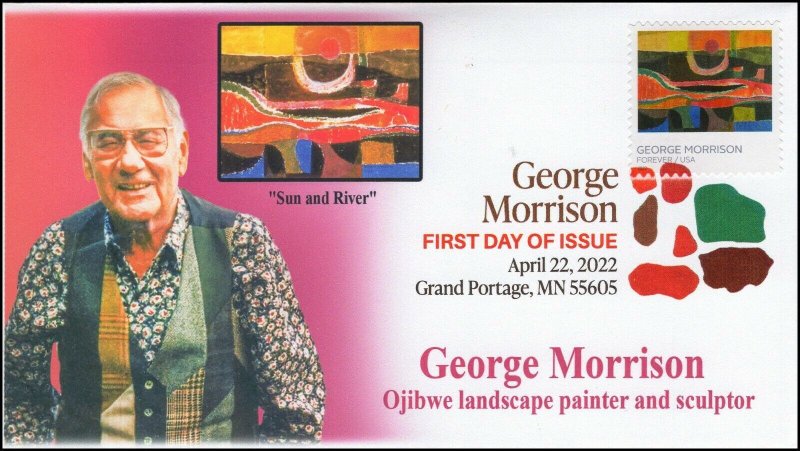 22-069, 2022, George Morrison, First Day Cover, Digital Color Postmark, Sun and