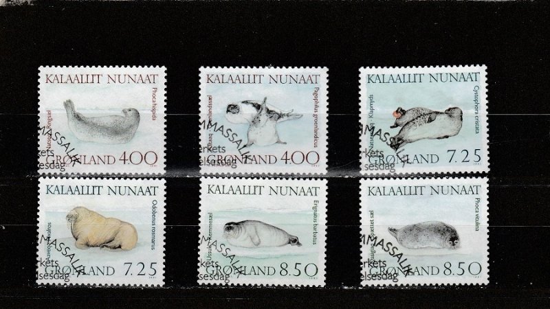 Greenland  Scott#  233-238  Used  (1991 Walrus and Seals)