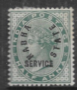 INDIA-NABHA SGO1 1885  ½a BLUE-GREEN OFFICIAL MTD MINT