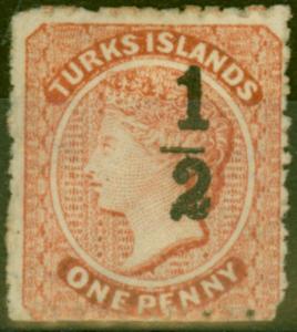 Turks & Caicos Is 1881 1/2 on 1d Dull Red SG16 Setting 9 Type 8 Fine Mtd Mint