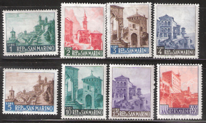 San Marino Set of 8 stamps  MLH Buildings