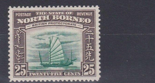 NORTH BORNEO  1939  S G 313   25C   GREEN & CHOCOLATE    MH  CAT £45 