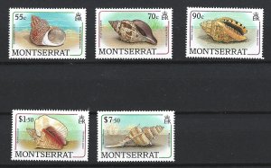 Montserrat Scott 687-689, 692, 695 Mint NH Sea Shells 2019 CV $11.15