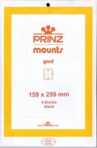 Prinz SCOTT Stamp Mount 159/259 mm - BLACK - Pack of 4 (159x259 159 mm)  PRECUT