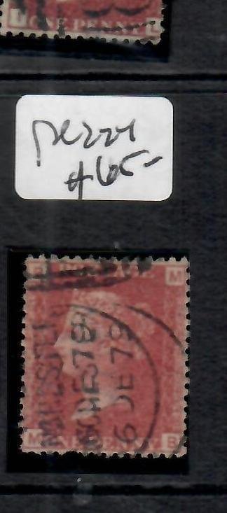 GREAT BRITAIN QV 1D RED PERF SC33 SG 43/44 PLATE 224  VFU PPP0613H