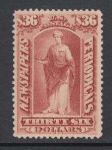 US Sc PR77 MLH. 1879 $36 Indian red Commerce Newspaper stamp, fresh, F-VF CERT