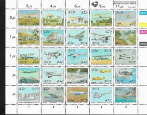 South Africa  #849  45c Aircraft  Miniture sheet of 25 Sheet (MNH) CV$18.00