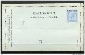 Austria/Office in Turkey  1890 Postal Stationary Card Overprint  1 Piaster 1Un