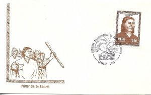 PERU 1986 FIRST DAY COVER NATIVE AMERICAN LEADER PEDRO VILCAPAZA FDC COVER