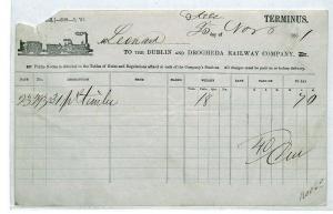 GB IRELAND *Dublin & Drogheda* Railway WAY BILL 1861 {samwells-covers} CV233