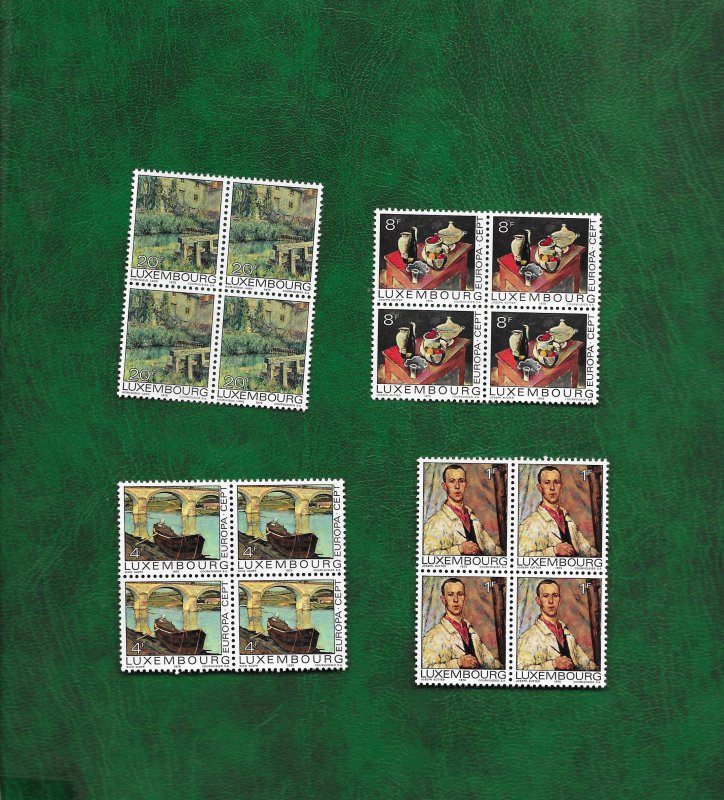 LUXEMBOURG 1975 PAINTINGS  SET IN BLOCKS OF 4 U/MINT