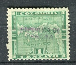 PANAMA; 1903 early Map issue Handstamped Mint hinged 1c. value