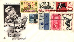 #1307 Humane Treatment of Animals – 7 stamp combo – Artcraft Cachet  SCBL