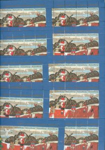 Denmark.10 Christmas Sheet 1993. Kalundborg Museum.Santa, Animals, Cat,Dog,Horse