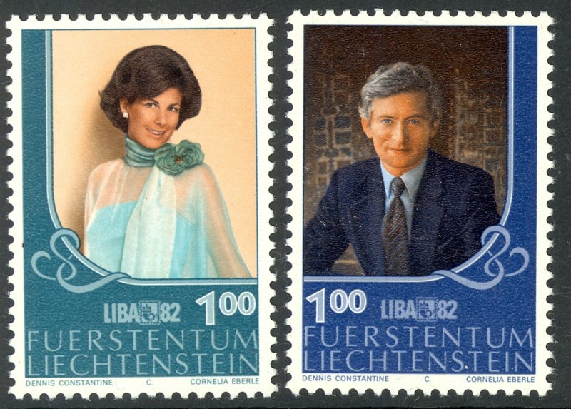 LIECHTENSTEIN 1982 LIBA 82 Stamp Exhibition Set Sc 735-736 MNH