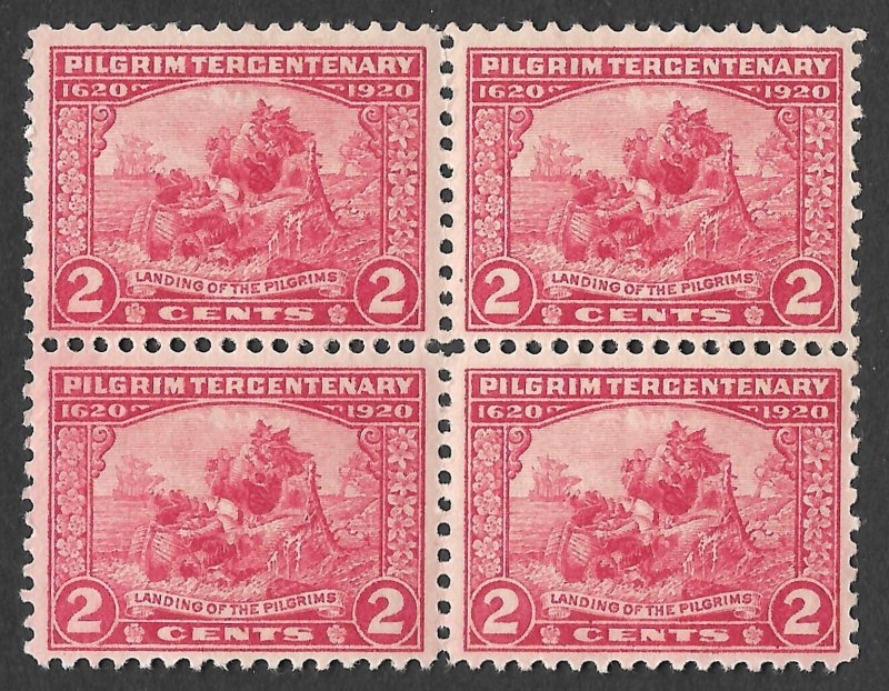 Doyle's_Stamps: MNH Scott #549** Block of 1920 Landing of the Pilgrims 2c Stamps