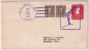 US Ohio, Buckeye Lake 633, U522  Fancy Cancel Cover, Swimmer