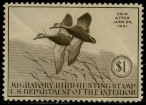 #RW7 XF OG NH 1940 DUCK STAMP W/ NATURAL GUM CREASE CV $275.00 BQ1640