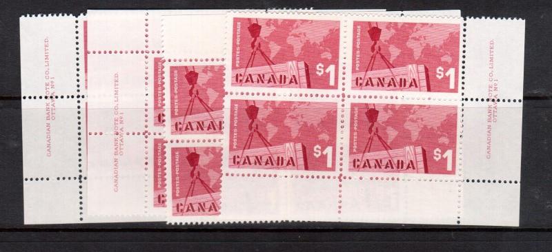 Canada #411 Very Fine Never Hinged Plate #1 Match Set Of Blocks