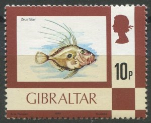 Gibraltar  Sc#349a MNH, 10p multi, Definitives 1977-1982: Birds, Flowers, Fis...