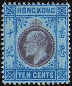 1904 Hong Kong Edward VII 10c. purple blue/blue MNH SG n. 81