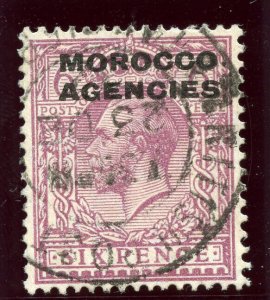 Morocco Agencies 1931 KGV 6d purple (ovpt 14mm) very fine used. SG 60. Sc 224.