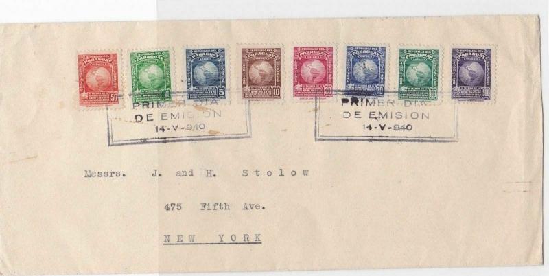 PARAGUAY TO NEW YORK  1940 REGISTERED  AIR  MULTI STAMPS COVER  REF 6175