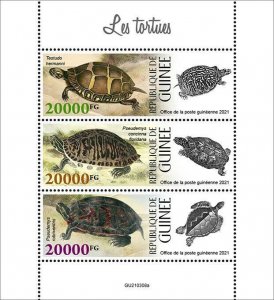 Guinea 2021 MNH Turtles Stamps Reptiles Tortoises Hermann's Tortoise 3v M/S