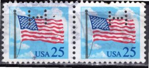 USA; 1988: Sc. # 2278:  Used Perf. 11 Se-Tenant Single Stamps W/Perfins