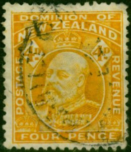 New Zealand 1912 4d Yellow SG390a Good Used