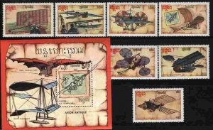 Cambodia MNH Sc 797-804 Aviation History Da Vinci