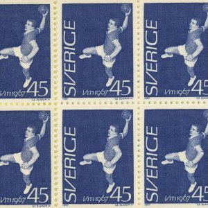 Sweden 716a World Field Ball Championship Booklet Pane 20 Stamps Europe 1966 MNH