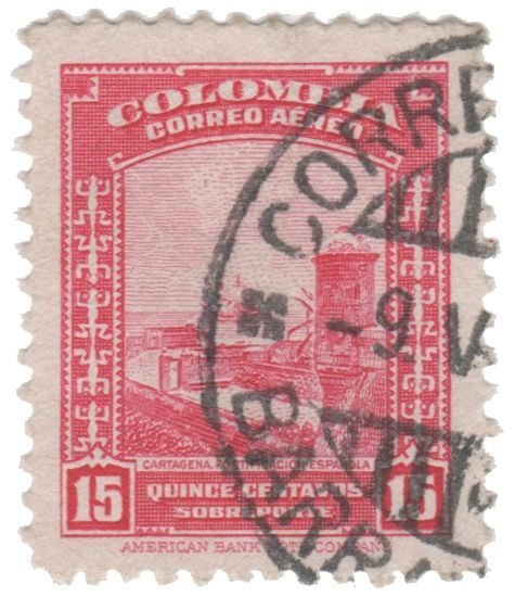 COLOMBIA AIRMAIL STAMP 1941. SCOTT # C123. USED. # 9